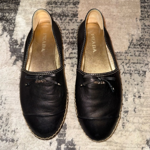 Prada Women's Black Leather Flats - Picture 1 of 4